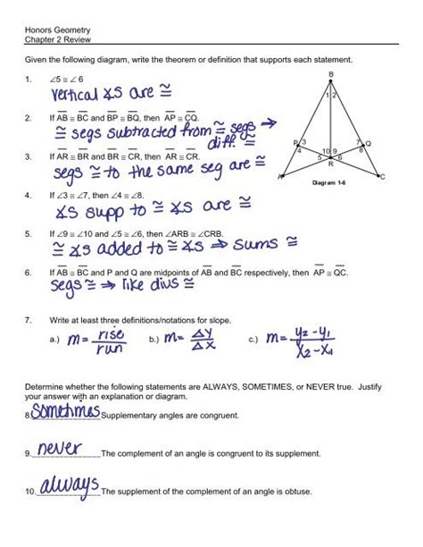 Find the midpoints of the sides. . Geometry chapter 2 test review answer key